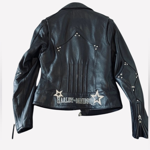 Harley-Davidson Genuine Leather Moto Jacket XS Studded Black - Picture 9 of 9
